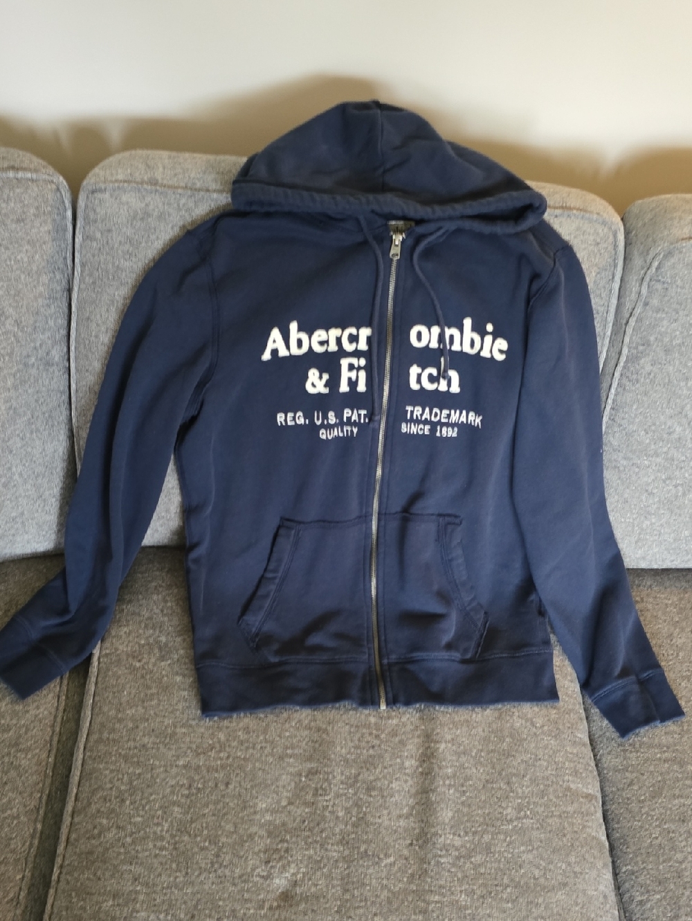 Abercrombie & Fitch Navy Full-Zip Logo Hoodie
